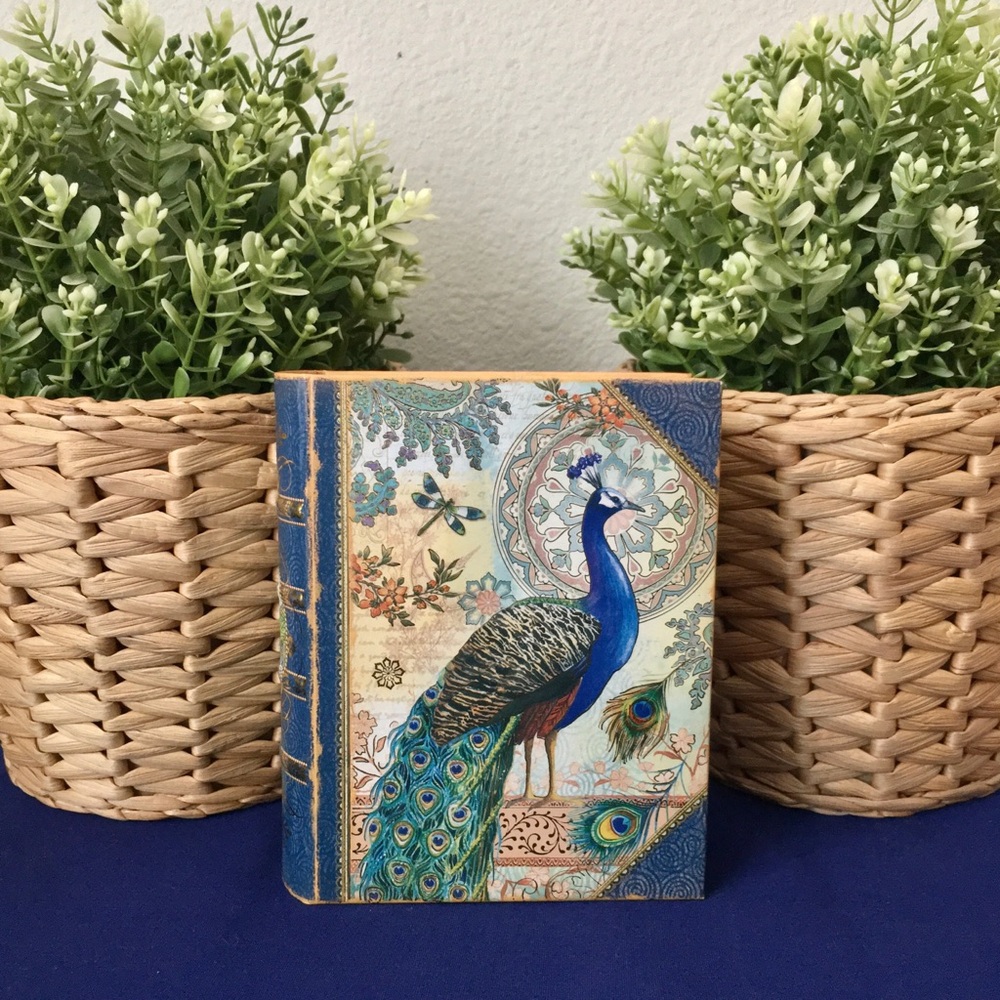 Royal Peacock Faux Book With 2 Decks of Playing Cards